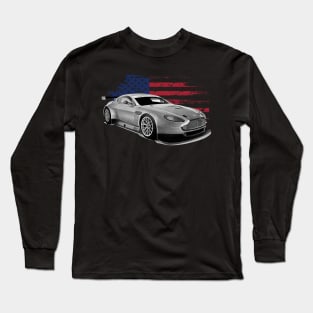 Aston Martin Vantage GT8 (Mk I) Cars Form American Flag Long Sleeve T-Shirt